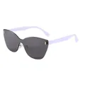 Modern rimless cat-eye sunglasses with gradient smoke lenses and sleek white temples - White Temple / Gray Lens