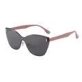 Lunettes de soleil œil-de-chat sans monture avec verres gris et branches rose pâle sur blanc - Branches Roses / Verres Gris