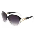 Lunettes de soleil oversize dégradées pour femme avec anneaux dorés sur les branches - Noir Clair Dégradé Verres Gris