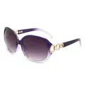 Lunettes de soleil oversize dégradé violet avec élégantes branches en chaîne dorée - Violet Dégradé Verres Violet Gris
