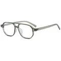 Transparent grey-green aviator sunglasses with double bridge and silver rivets decoration - Transparent Green White Lens