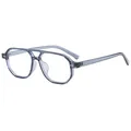 Transparent light blue aviator sunglasses with classic double-bridge and metal rivets - Transparent Blue Clear Lens