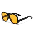Retro pilot sunglasses with black oversized frame and transparent yellow lenses - Black Frame Yellow Lens