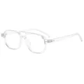 Classic transparent double bridge aviator glasses frame with silver rivet details - Shiny Transparent/Clear Lens