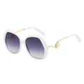 Oversized white hexagon sunglasses with gradient purple lenses and pearl metal temples - White Frame Gradient Grey