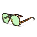 Fashionable oversized aviator sunglasses with tortoise frame and light green lenses - Tortoise Green
