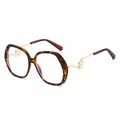 Fashion oversized tortoise shell glasses with gold metal wavy temples and pearl accents - Demi Clear