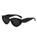Schicke schwarze Cat-Eye-Sonnenbrille mit dickem Rahmen und geometrischem Polygondesign - Schwarzer Rahmen Schwarz Graue Gläser