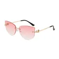 Chic rimless polygon sunglasses with pink gradient lenses and gold chain metal temples - Gold Frame Double Pink