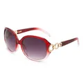 Lunettes de soleil oversize pour femmes avec monture dégradée rose et chaîne dorée - Rouge Vin Dégradé Verres Violet Gris