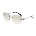 Fashionable rimless cat-eye sunglasses with silver metal chain arms and grey lenses - Silver Frame Gradual White Mercury