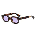 Retro thick tortoiseshell square sunglasses with purple tinted lenses for a trendy look - Regular / Demi Frame Purple Lens