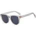 Occhiali da sole oversize grigio trasparente con dettaglio a freccia dorata e lenti scure - Montatura Grigio Trasparente Lenti Grigie C02