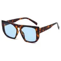 Retro square oversized sunglasses with tortoise shell frames and light blue tinted lenses - Tortoiseshell Frame Blue Lens