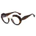 Retro-Sonnenbrille mit Schildpatt-Rundrahmen, geometrischem Metall und Ins-Stil - Schildpatt Klare Gläser