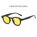Retro narrow round frame glasses with black frame and vibrant yellow lenses - Black Frame Yellow Lens