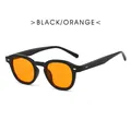 Retro round black sunglasses with orange tinted lenses for stylish street style - Black Frame Orange Lens