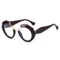 Modische dunkelrote geometrische Sonnenbrille mit goldener Brücke und blauen Gläsern - Weinroter Rahmen Klare Gläser