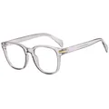 Occhiali da sole oversize moderni con montatura trasparente e dettagli dorati - Montatura Grigio Trasparente Lenti Trasparenti Anti-Luce Blu C07