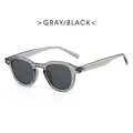 Retro small round gray translucent frame sunglasses with black lenses and metal rivets - Grey Frame Grey Lens