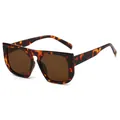 Fashionable oversized square sunglasses with a classic tortoiseshell frame and brown lenses - Tortoise Tea Lens