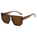 Retro square oversized sunglasses in translucent tea brown finish with 1317B model - Brown Frame Tea Lens