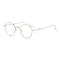 Retro round silver metal frame eyeglasses with artistic branch texture and clear lenses - Silver Frame Clear Lens (Gothic Engraving)