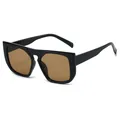 Fashionable oversized square sunglasses with glossy black frames and tea-tinted lenses - Black Frame Tea Lens