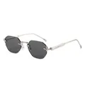 Gafas de sol octagonales sin montura con patillas de metal plateado y lentes de color gris - Montura Plateada Lente Gris