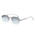 Occhiali da sole ottagonali senza montatura con lenti sfumate blu-grigio e metallo - Montatura Argento Grigio Blu