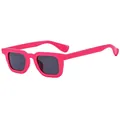 Gafas de sol cuadradas modernas en rosa intenso con lentes gris oscuro de protección - Montura Rojo Rosa Lentes Grises