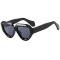 Fashionable square chunky frame black sunglasses with grey UV protection lenses for men - Regular / Standard (Incl. 13% VAT Invoice) Glossy Black Frame Gray Lenses