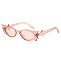 Schicke rosa Cat-Eye-Sonnenbrille in Fledermausform mit transparentem Flammen-Design - Transparent rosa Rahmen rosa Gläser