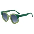 Irregular wavy flower shaped sunglasses in green with blue gradient lenses - C5 Green Frame Blue Grey