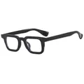 Classic square black sunglasses for men and women with UV protection in a glossy finish - Bright Black Clear Anti-Blue Lens