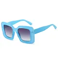 Square oversized sunglasses with light blue textured frame and gradient purple lenses - C4 Blue Frame Gradient Grey