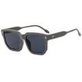 Gafas de sol cuadradas retro con lentes grises y remaches metálicos en gris oscuro - Gris Sólido Lente Gris