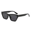 Chic black square cat-eye sunglasses for women with high-quality dark polarized lenses - Black Frame Grey Lens