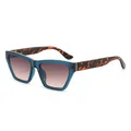 Retro cat-eye square sunglasses with blue transparent frames and tortoise temples - Blue Frame Gray Pink