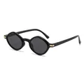 Retro geometrische Sonnenbrille mit schwarzem dickem Rahmen und Goldmetall-Akzenten - Schwarzer Rahmen Graue Gläser