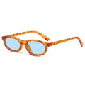 Retro small oval sunglasses with orange tortoiseshell frames and light blue lenses - Yellow Tortoiseshell Frame Light Blue Lens
