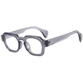Modern unisex grey translucent polygonal eyewear frame with silver rivet details - Translucent Grey Frame Clear Anti-Blue Light Lens