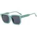 Lunettes de soleil carrées vert menthe avec verres foncés et détails en métal argenté - Vert Menthe Verres Gris