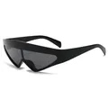 Trendy black Y2K futuristic oversized triangle sunglasses for street style fashion - C1 Glossy Black Frame Grey Lens