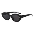 Fashionable black cat eye sunglasses with lightweight curved one-piece frames for unisex style - Black Frame Black Grey Lens