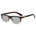 Modern square sunglasses featuring gradient frames and elegant gold metal trim details - Brown/Transparent Gradient Frame Light Gray Lens