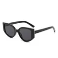 Retro geometric cat eye sunglasses with thick black frames and dark lenses - Black Frame Grey Lens