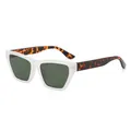 Fashionable square sunglasses with transparent white frame and tortoiseshell pattern legs - Leopard Temple (C6 WHITE) / Rice White Green Frame