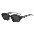 Fashionable cat-eye sunglasses with translucent gray frames and geometric cut lenses - Translucent Grey Frame Grey Lens