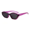 Fashionable purple cat eye sunglasses with metallic frame and dark lenses for outdoor wear - Transparent Purple Frame Gray Lens